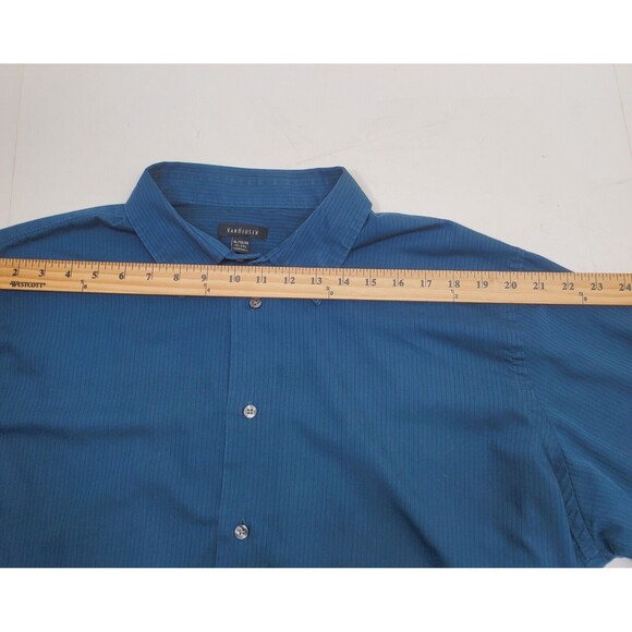 Men’s Van Heusen Navy Blue Long Sleeve Button Down Dress Shirt Size XL 17/17 1/2 - Picture 5 of 10